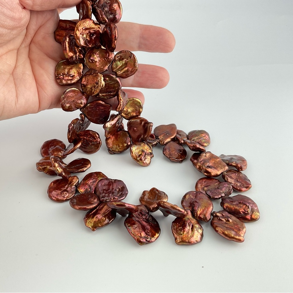 Host Pick!❤️Copper Keishi Pearls Necklace, Handmade, 19.5" Long - Picture 6 of 9